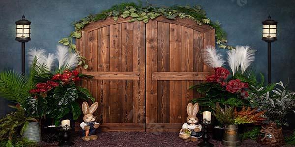 Kate Spring/easter Wooden Door Blue Backdrop Designed by Emetselch -UK