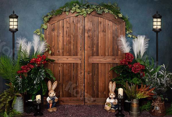 Kate Spring/easter Wooden Door Blue Backdrop Designed by Emetselch -UK