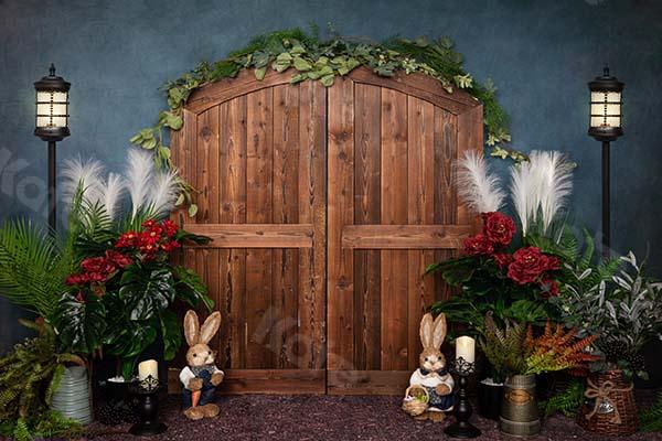 Kate Spring/easter Wooden Door Blue Backdrop Designed by Emetselch -UK