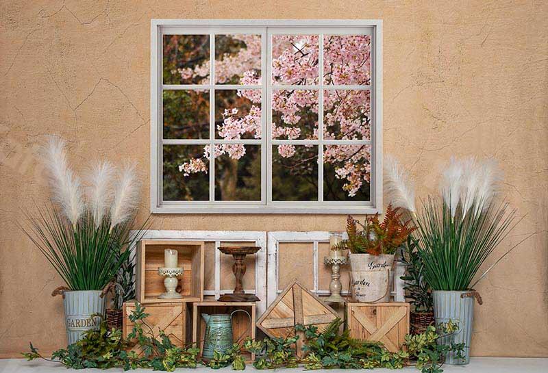 Kate Spring Indoor Window Cherry Blossoms Backdrop Designed by Emetselch -UK