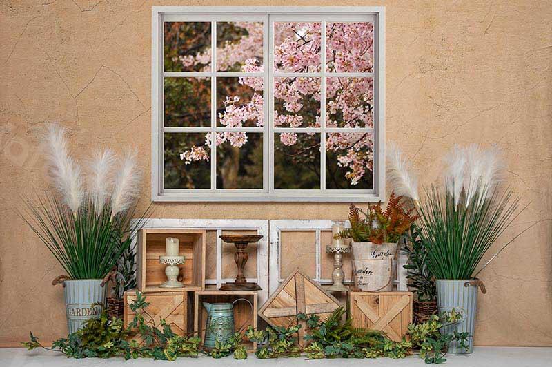 Kate Spring Indoor Window Cherry Blossoms Backdrop Designed by Emetselch -UK