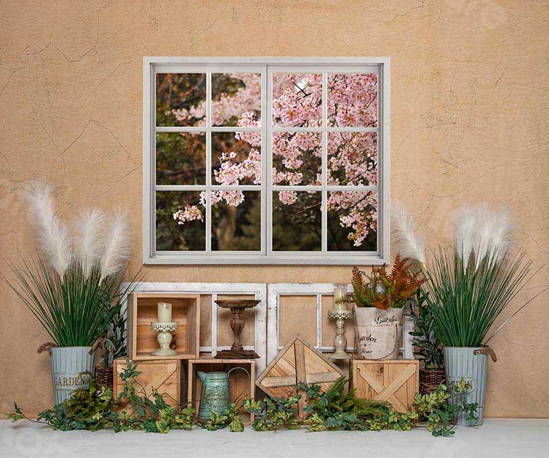Kate Spring Indoor Window Cherry Blossoms Backdrop Designed by Emetselch -UK
