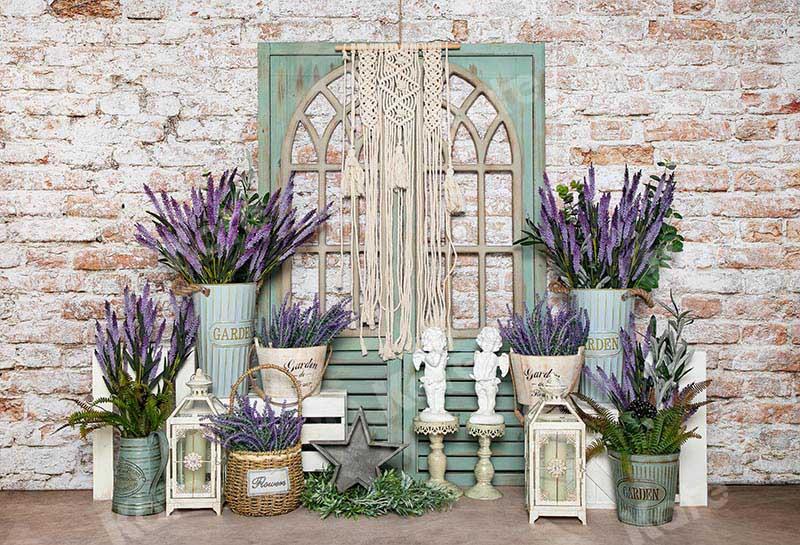 Kate Summer Lavender Boho Brick Backdrop Designed by Emetselch -UK