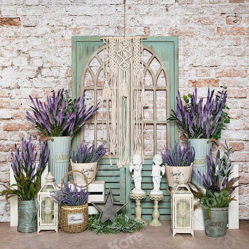 Kate Summer Lavender Boho Brick Backdrop Designed by Emetselch -UK