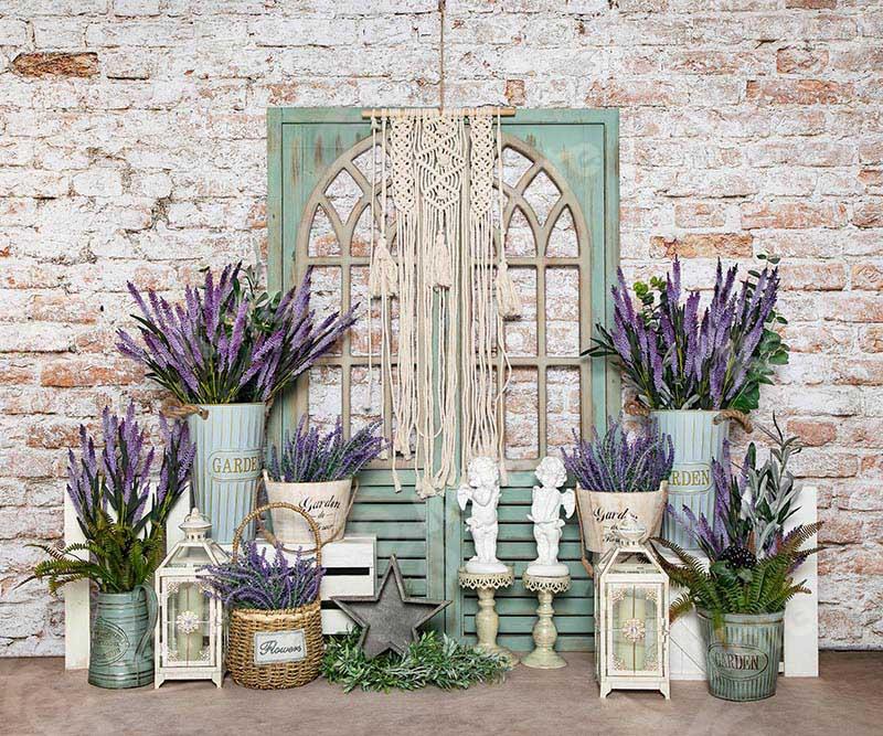 Kate Summer Lavender Boho Brick Backdrop Designed by Emetselch -UK