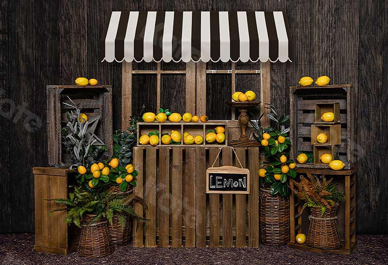 Kate Summer Lemon Stand Wood Wall Backdrop Designed by Emetselch -UK
