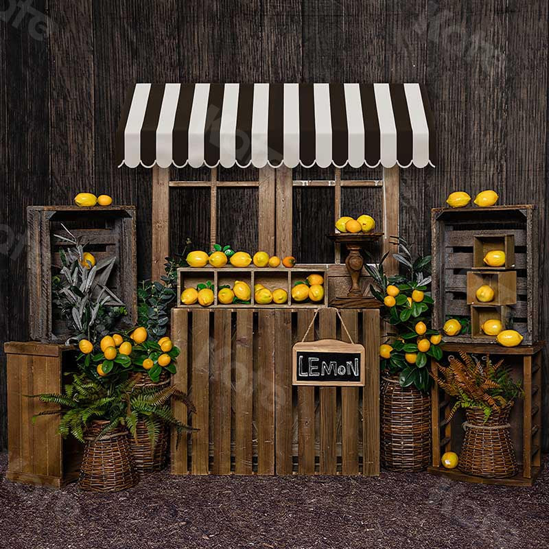 Kate Summer Lemon Stand Wood Wall Backdrop Designed by Emetselch -UK