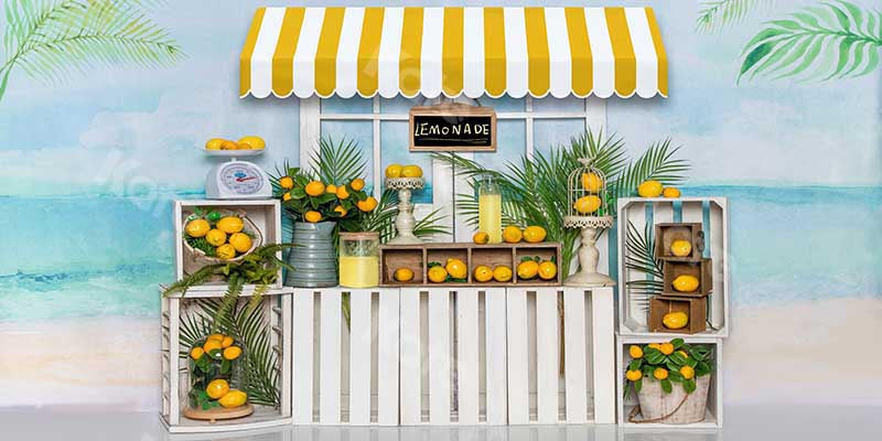 Kate Summer Lemonade Stand Beach Backdrop Designed by Emetselch -UK
