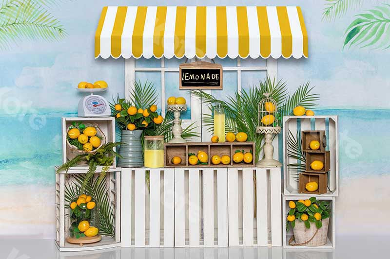 Kate Summer Lemonade Stand Beach Backdrop Designed by Emetselch -UK