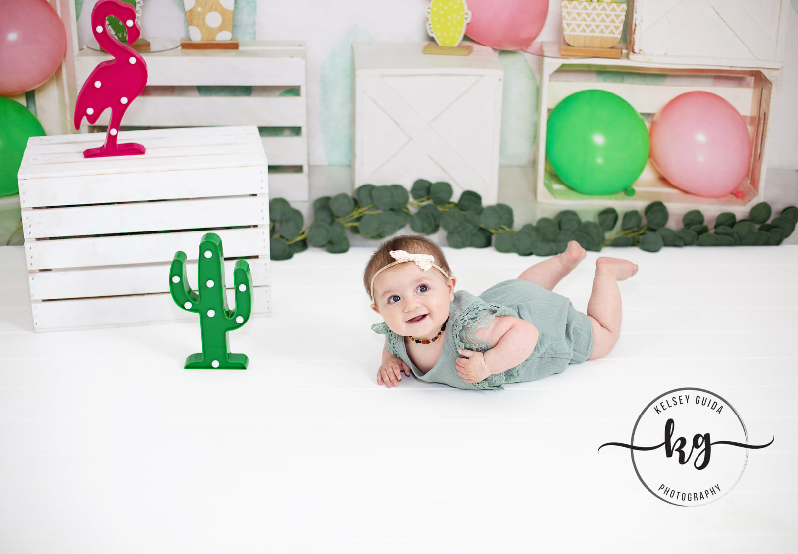 Kate Children Summer Backdrop with Cactus Balloons Designed by Emetselch -UK