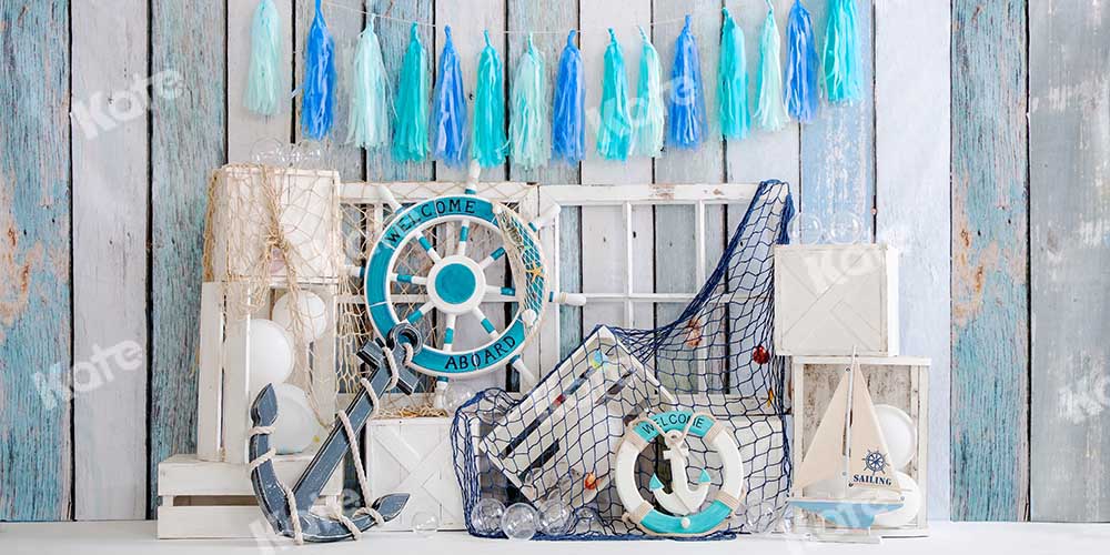 Kate Summer Cake Smash Backdrop Sail Boy Designed by Emetselch -UK