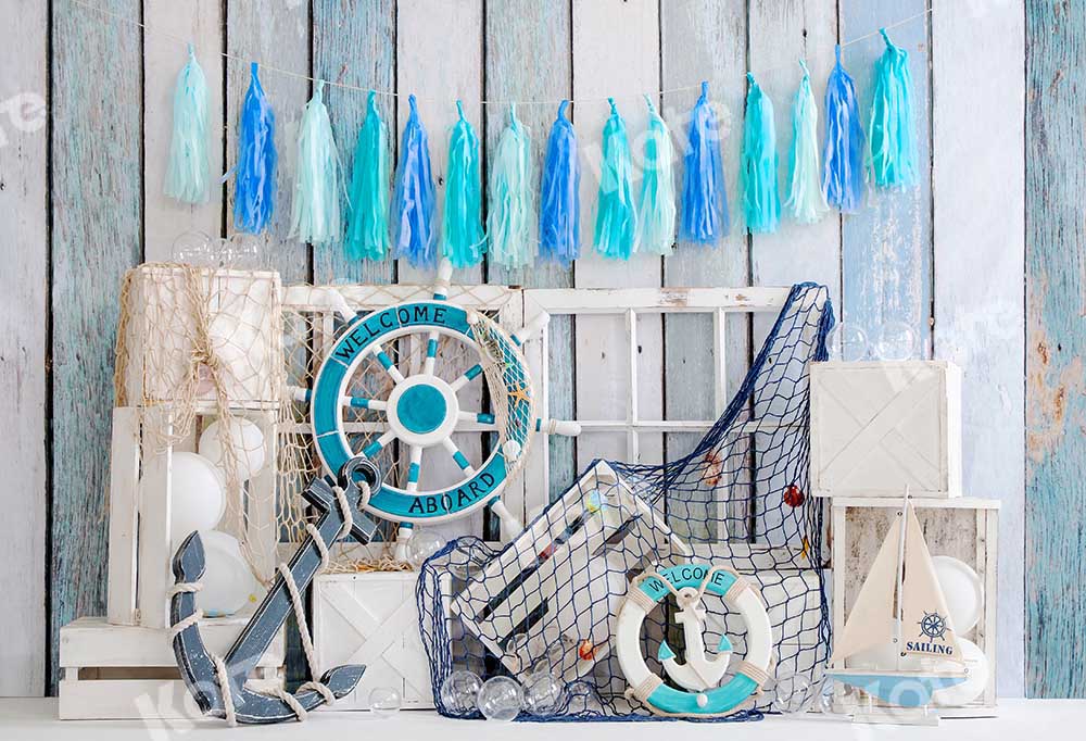 Kate Summer Cake Smash Backdrop Sail Boy Designed by Emetselch -UK