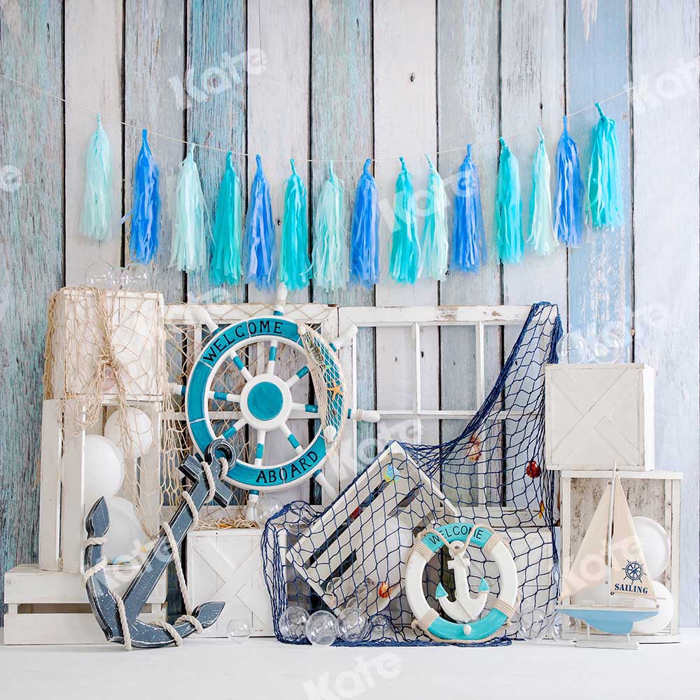 Kate Summer Cake Smash Backdrop Sail Boy Designed by Emetselch -UK