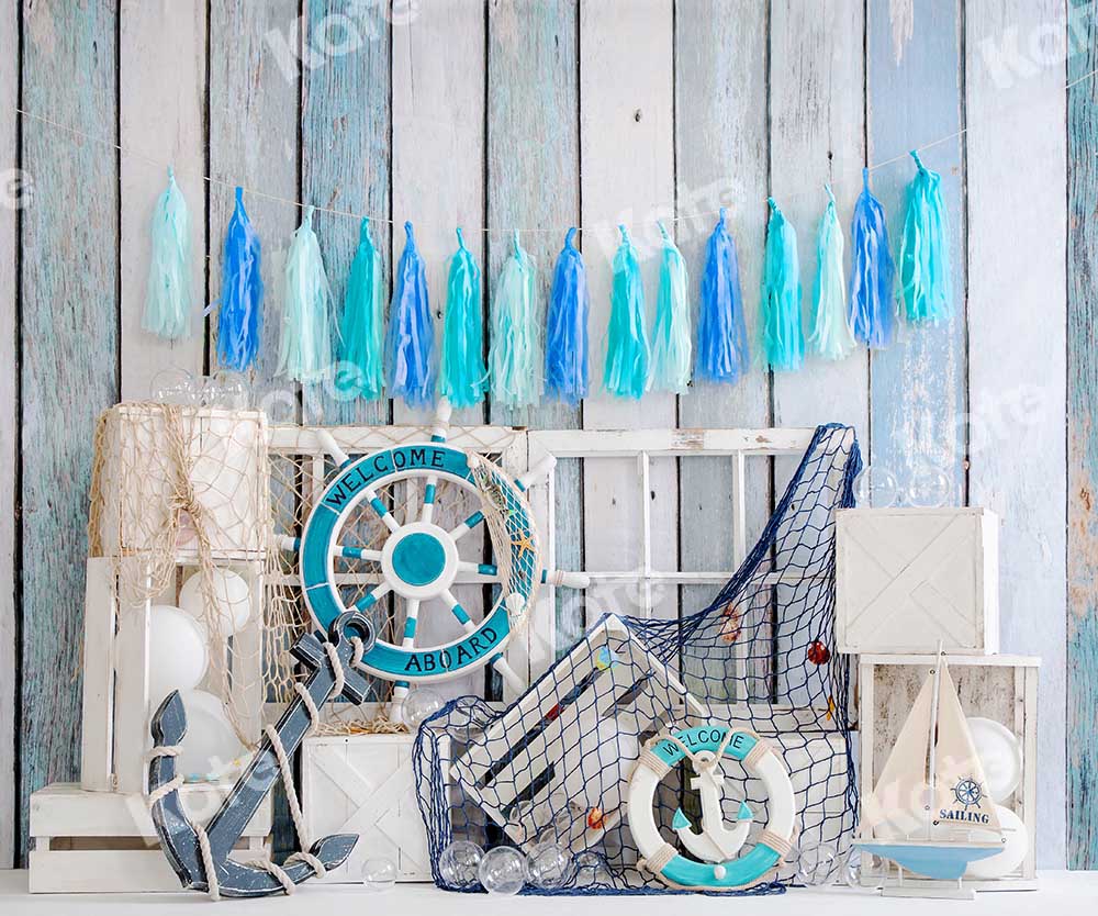 Kate Summer Cake Smash Backdrop Sail Boy Designed by Emetselch -UK