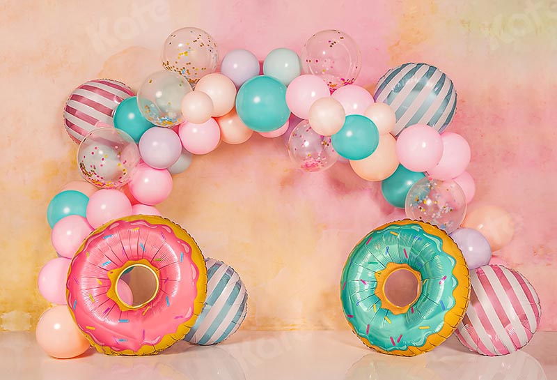 Kate Children Cake Smash Donut Balloons Backdrop Designed by Emetselch -UK