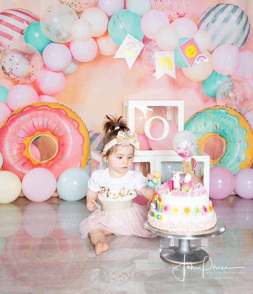Kate Children Cake Smash Donut Balloons Backdrop Designed by Emetselch -UK