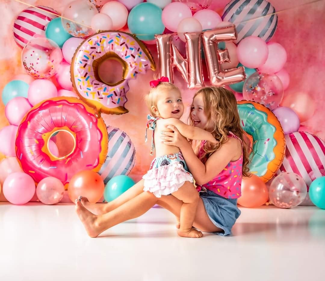 Kate Children Cake Smash Donut Balloons Backdrop Designed by Emetselch -UK