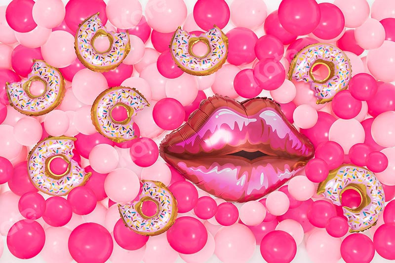 Kate Girly Pink Balloon Cake Smash Backdrop Designed by Emetselch -UK