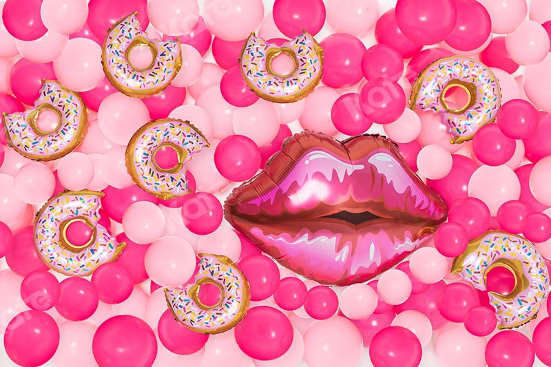 Kate Girly Pink Balloon Cake Smash Backdrop Designed by Emetselch -UK