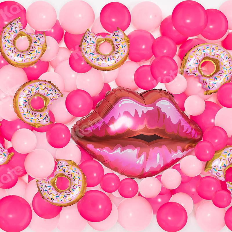 Kate Girly Pink Balloon Cake Smash Backdrop Designed by Emetselch -UK