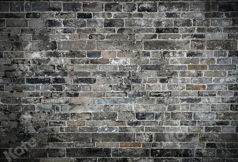 Kate Dark Black Tone Brick Wall Backdrop Designed by Emetselch
