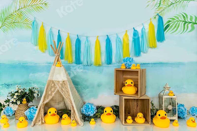 Kate Baby Shower Ducks Summer Beach Backdrop Designed by Emetselch -UK