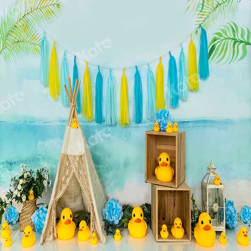 Kate Baby Shower Ducks Summer Beach Backdrop Designed by Emetselch -UK