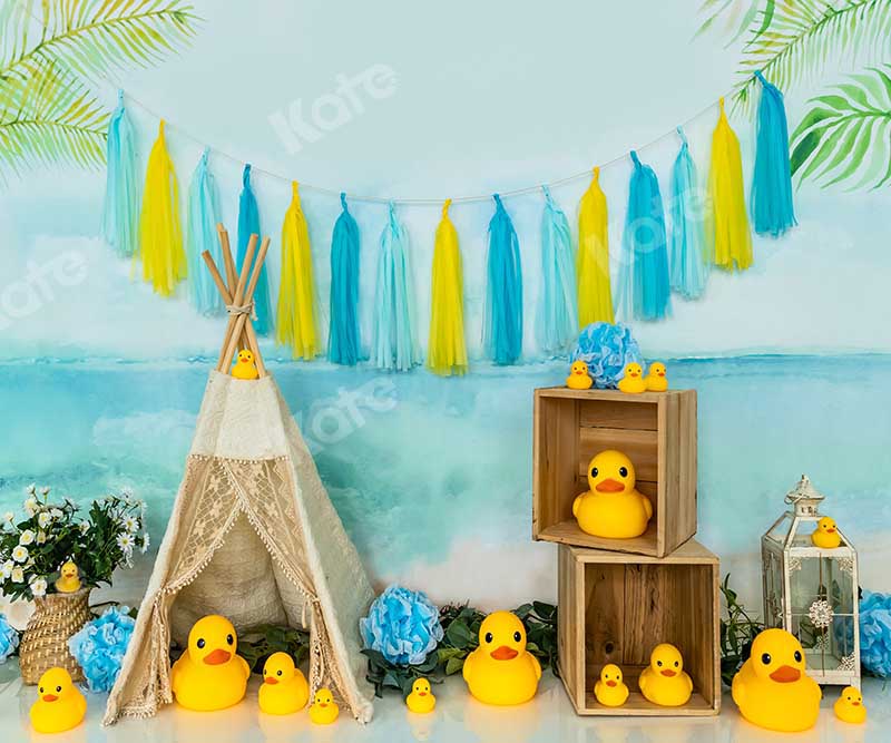 Kate Baby Shower Ducks Summer Beach Backdrop Designed by Emetselch -UK