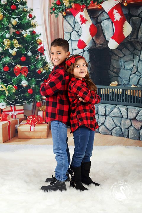 Kate Christmas Tree Backdrop Gift Stove Sock Props for Photography -UK