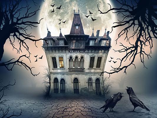 Katebackdrop£ºKate Castle Under Moon Photo Backdrop For Halloween Photography