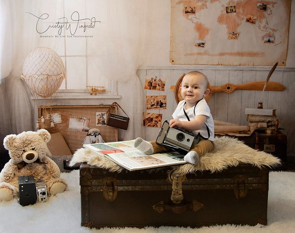 Kate Back to school Children Travel Around the World Adventurer Pilot Backdrop for photography Designed By JFCC -UK