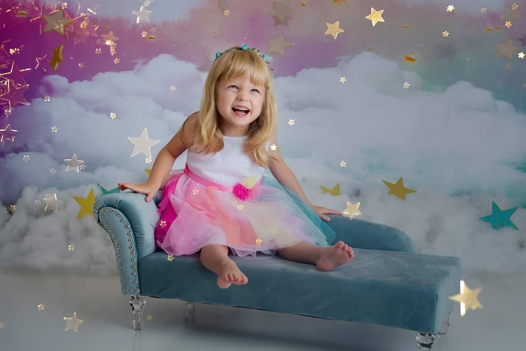 Kate Rainbow sky cloud Backdrop Pink Watercolor Background -UK