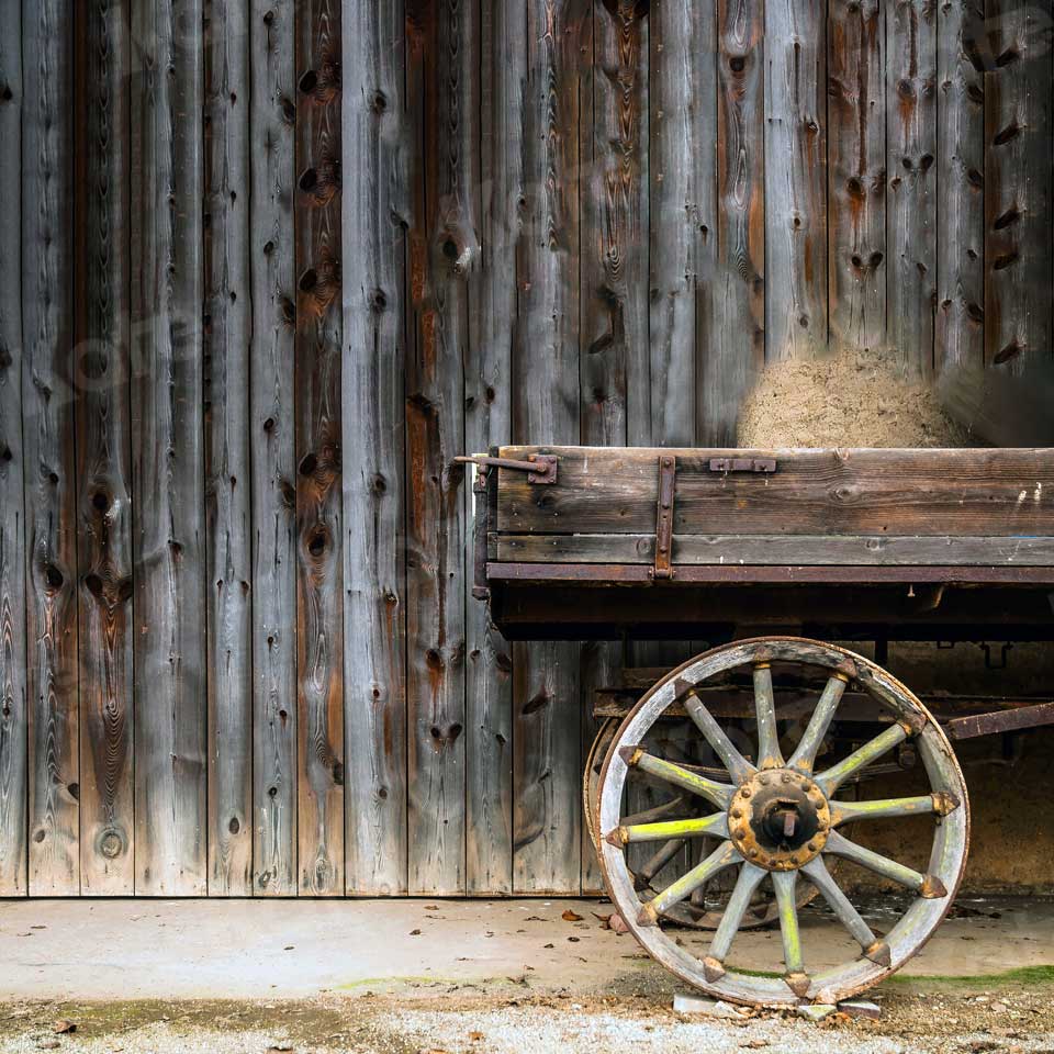 Kate Wooden Agriculture Trailer With Spoke Wheel Backdrops for Photography -UK