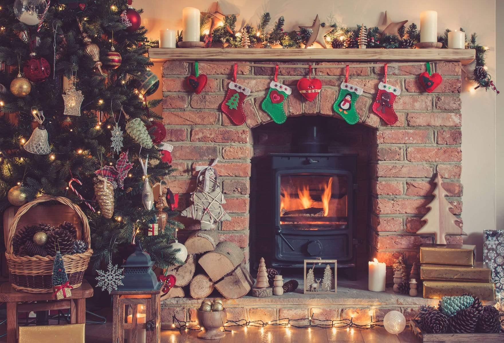 Kate Fireplace Christmas Backdrop for Photography -UK