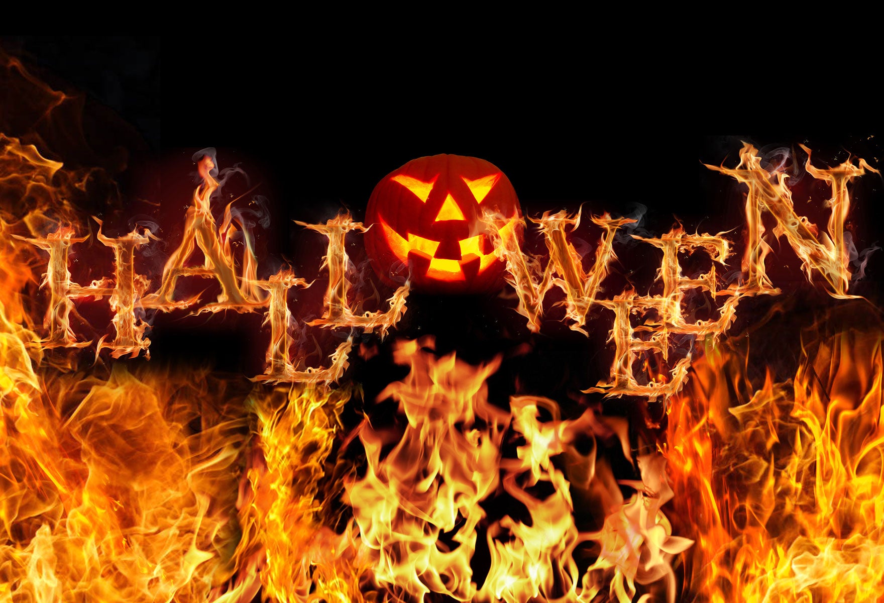 Kate Halloween Fire Pumpkin Backdrops For Photography -UK