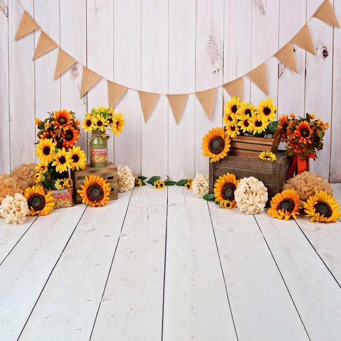 Kate Wood Sunflower Birthday Summer Backdrop Photography