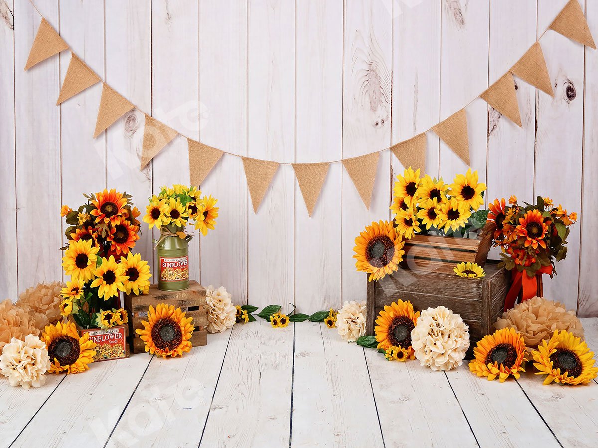Kate Wood Sunflower Birthday Summer Backdrop Photography -UK