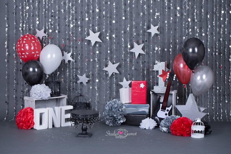 Kate rock star 1st birthday boy backdrop designed by studio gumot