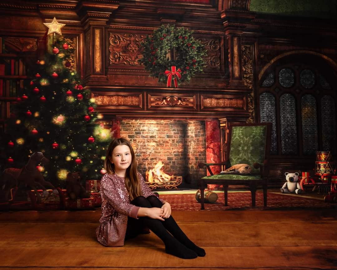 Kate Christmas Fireplace Backdrop for Photography -UK