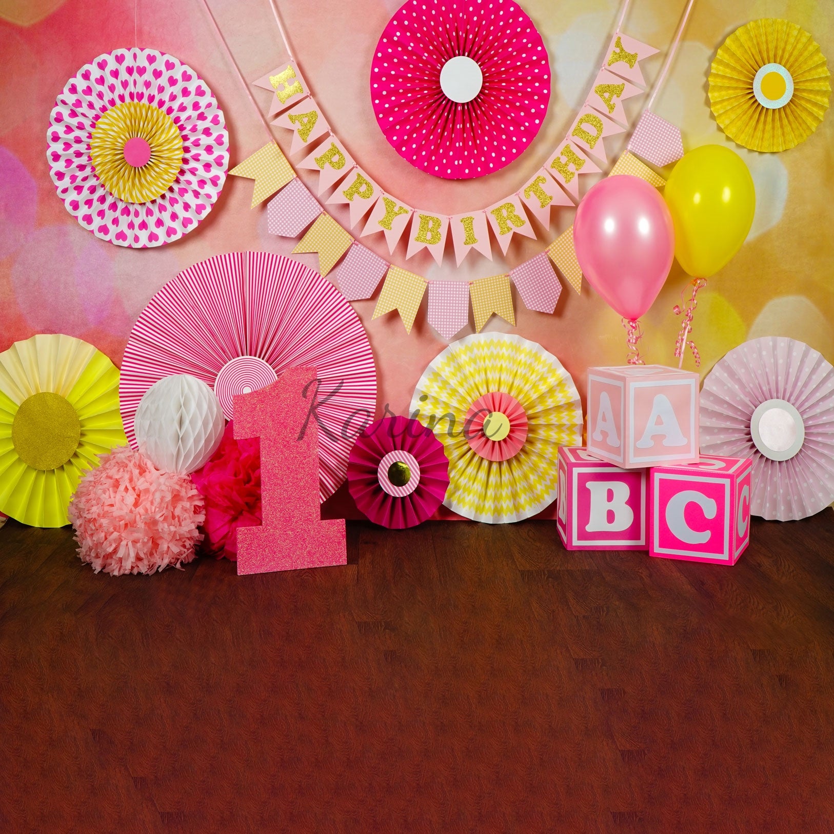Kate 1st Birthday Cake Smash Backdrop designed by Karina Begolo photography -UK