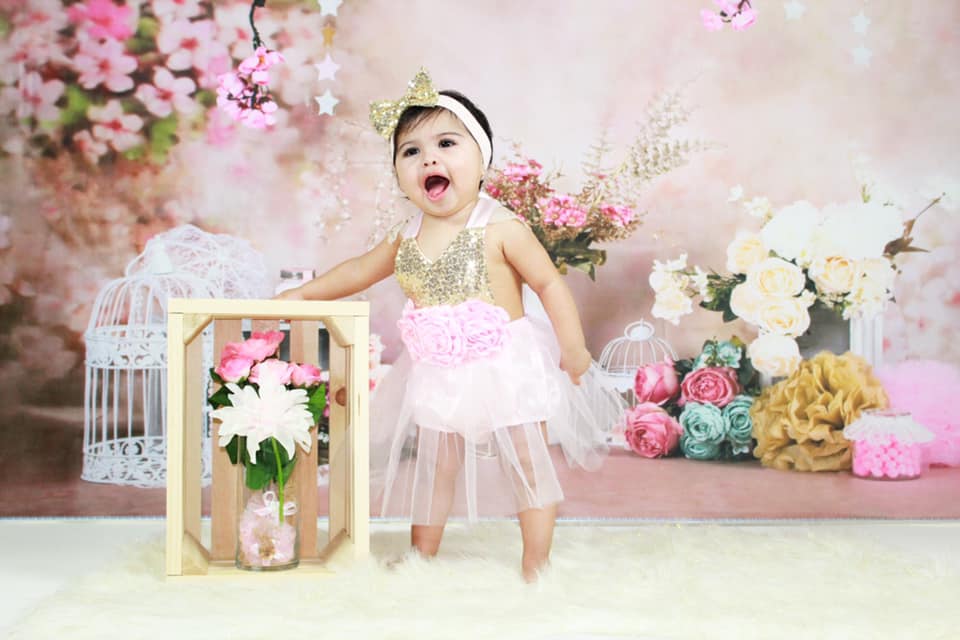 Kate floral antique pink for cake smash backdrop designed by Studio Gumot -UK