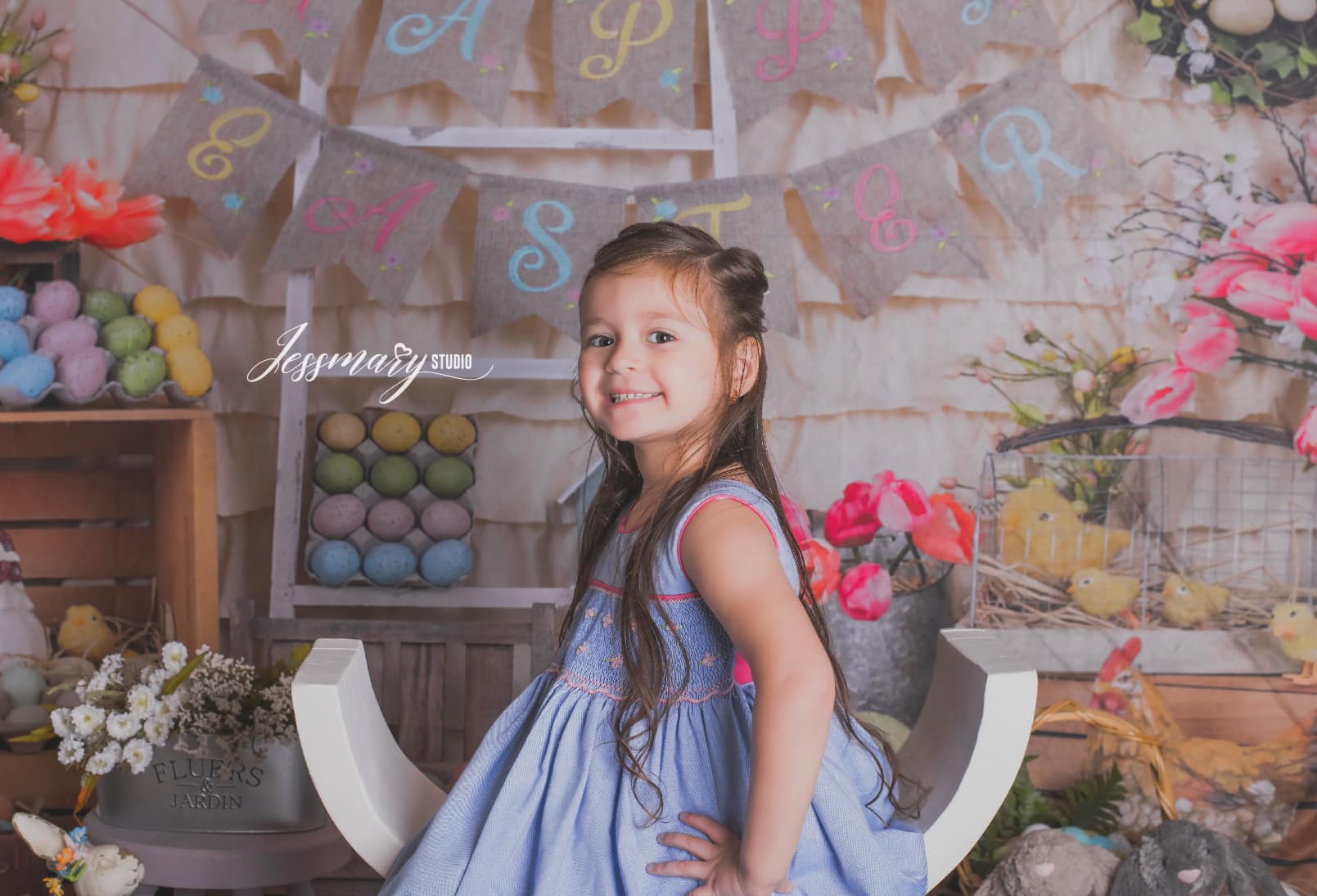 Kate Colorful Eggs Happy Easter Backdrop Studios -UK