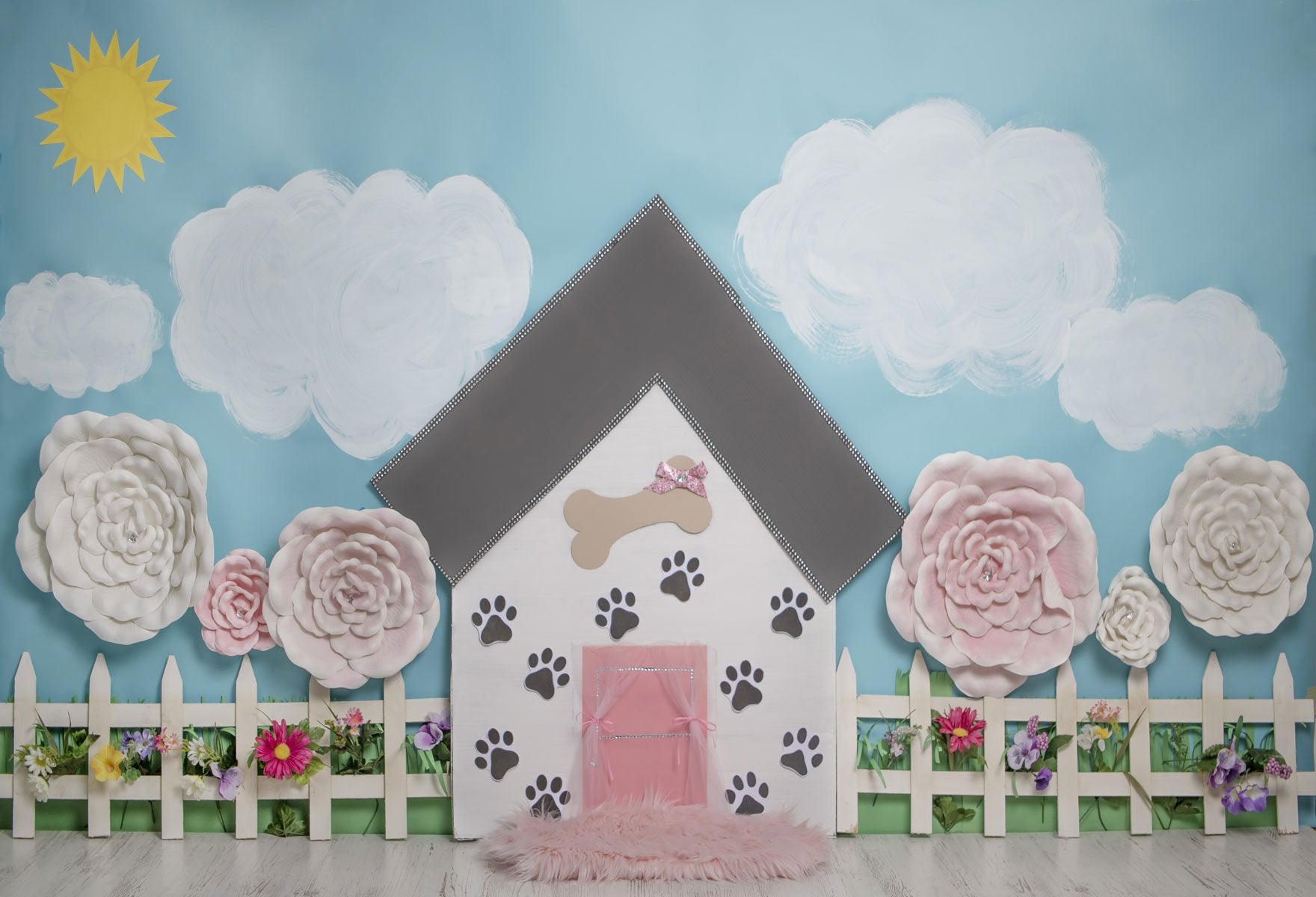 Kate Pet Park Railing Spring Children Backdrop for Photography Designed by Erin Larkins -UK