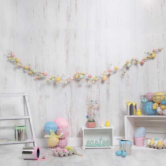Kate Colorful Eggs Decorations Easter Spring Children Backdrop for Photography Designed by Erin Larkins