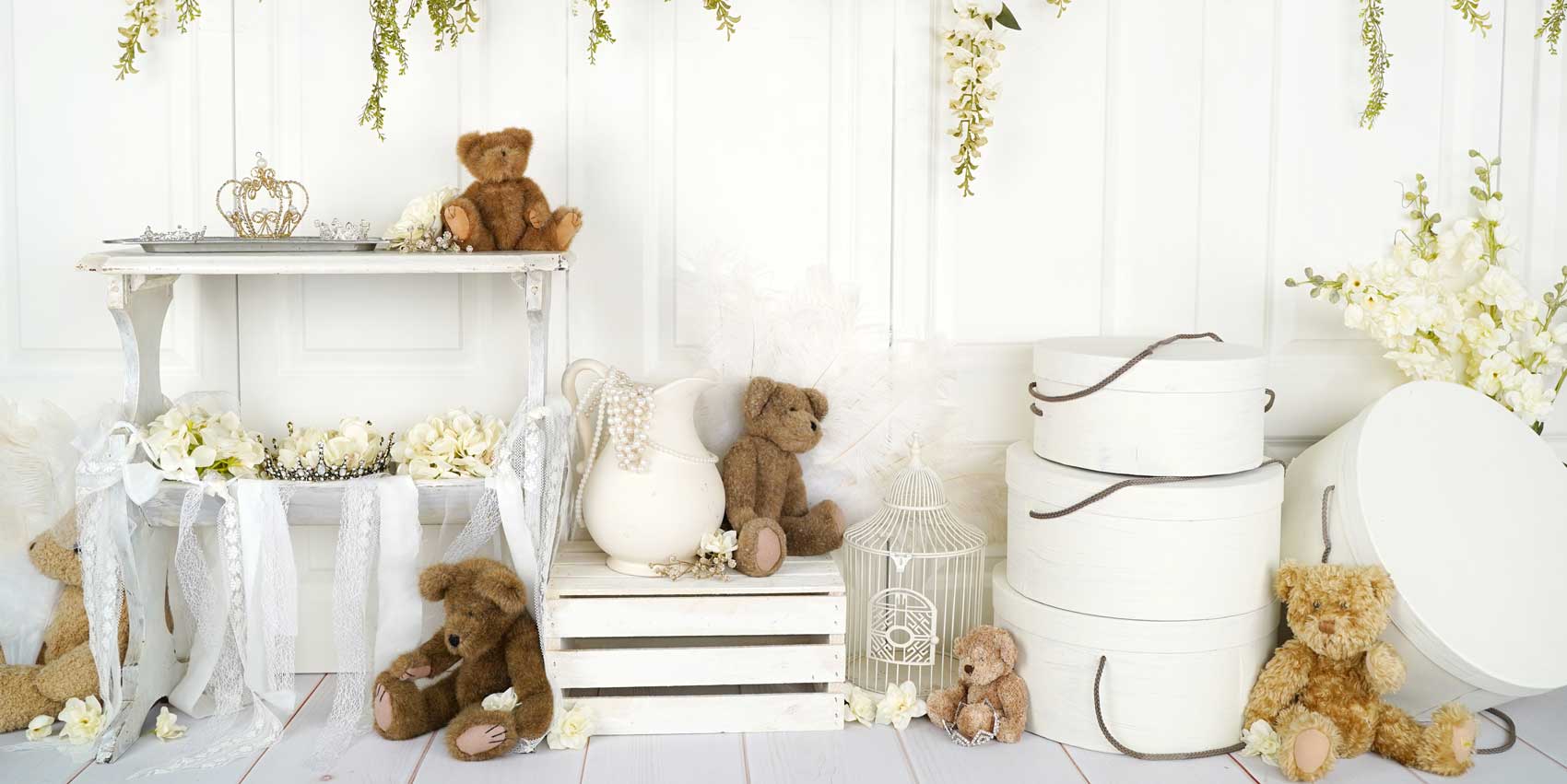 Kate Baby /Kids Teddy Bear Vintage Flower backdrop Designed by Arica Kirby -UK