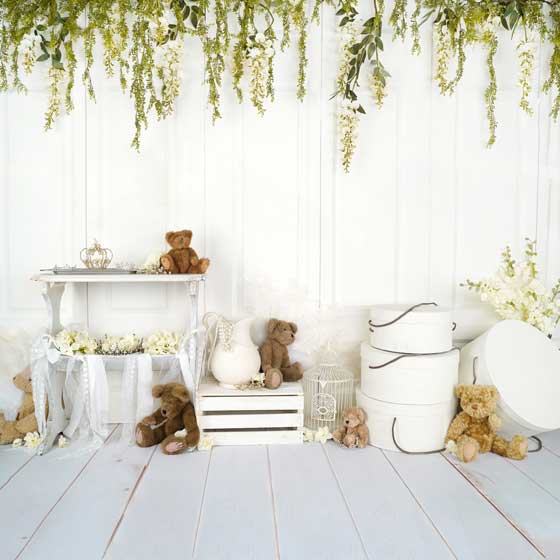Kate Baby /Kids Teddy Bear Vintage Flower backdrop Designed by Arica Kirby