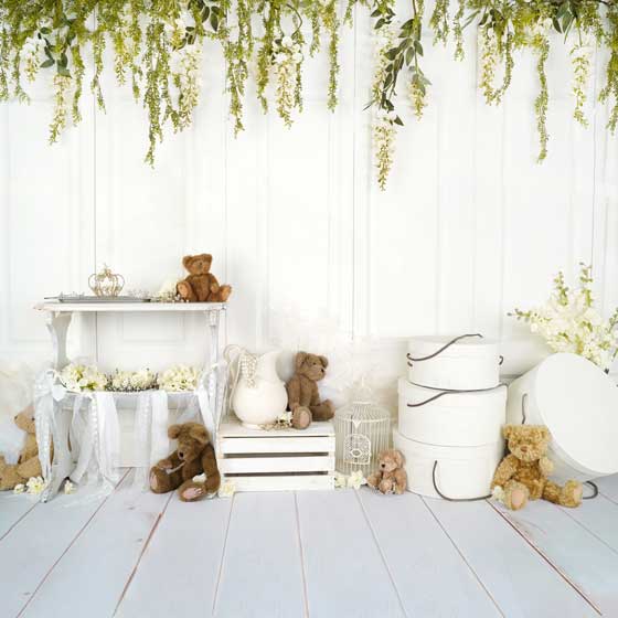 Kate Baby /Kids Teddy Bear Vintage Flower backdrop Designed by Arica Kirby -UK
