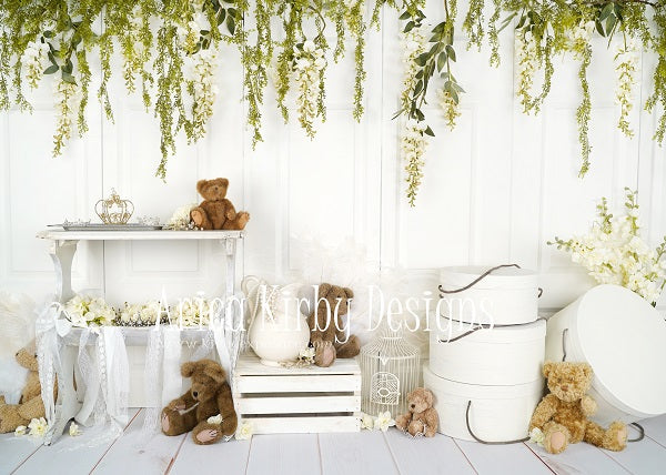 Kate Baby /Kids Teddy Bear Vintage Flower backdrop Designed by Arica Kirby -UK