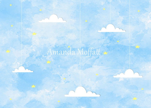 Kate Light Blue Sky and Cloud Backdrop for Photography Designed by Amanda Moffatt -UK