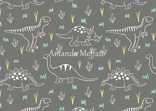Kate Gray White Small Dinosaur Backdrop Designed by Amanda Moffatt -UK